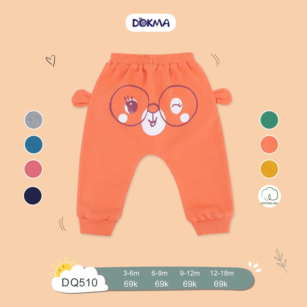 Dokma - Quần dài đóng bỉm, mông in thú cho bé 6-24 tháng tuổi DQ510