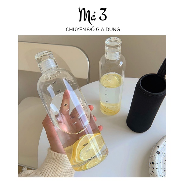 Bình Nước Thủy Tinh Trong Suốt 500ml Chia Vạch