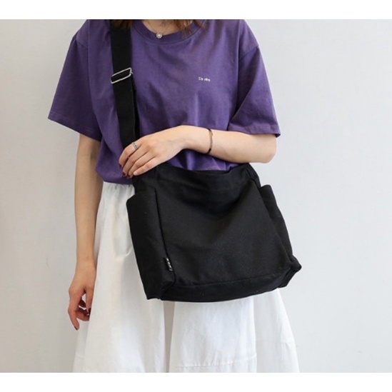 Túi Đeo Chéo Nữ vải canvas dạng hộp Túi Đeo Vai đi học đi chơi phong cách Hàn Quốc có ngăn nước