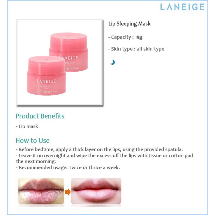 (hàng Mới Về) Mặt Nạ Ngủ Cho Môi Laneige Size 3 Gr Tiện Dụng Mang Theo Du Lịch | BigBuy360 - bigbuy360.vn