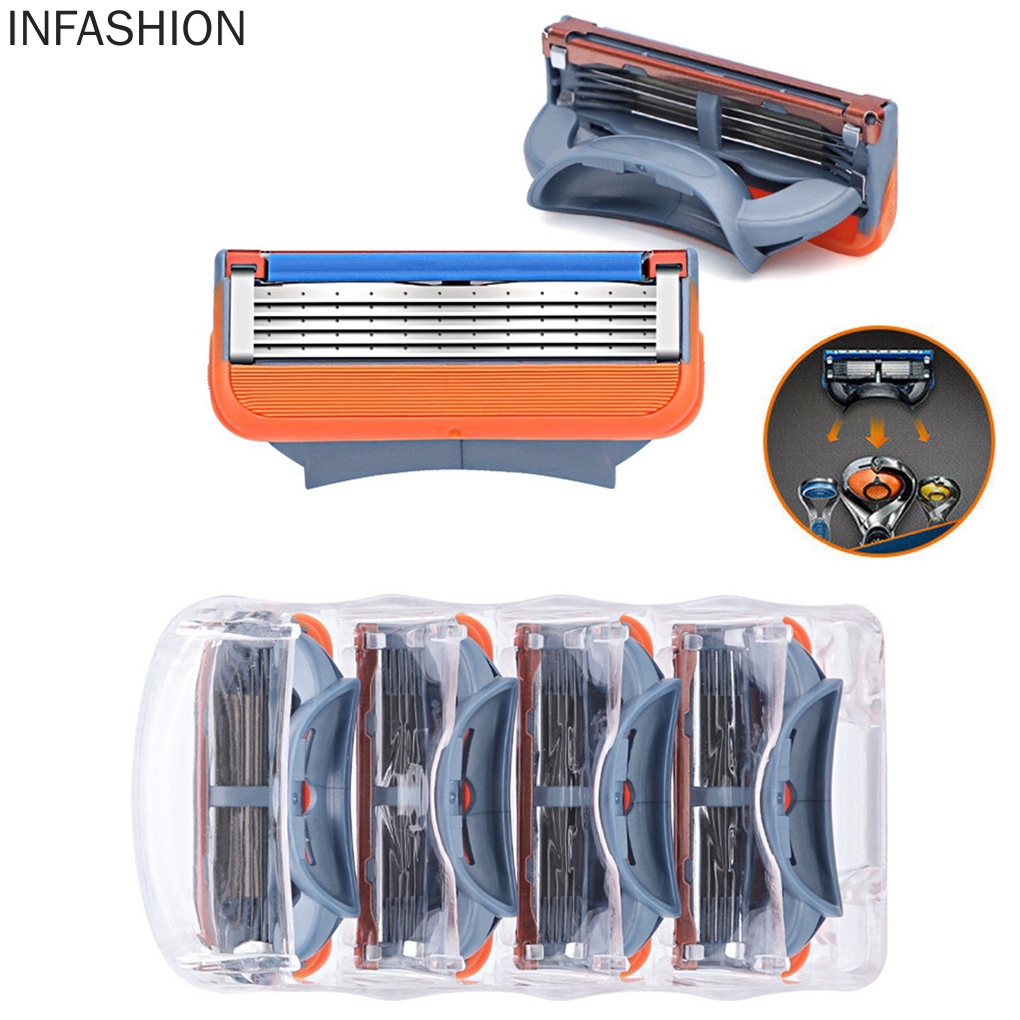 [Hàng mới về] 4 Đầu dao cạo râu 5 lớp thay thế an toàn cho Gillette FUSION