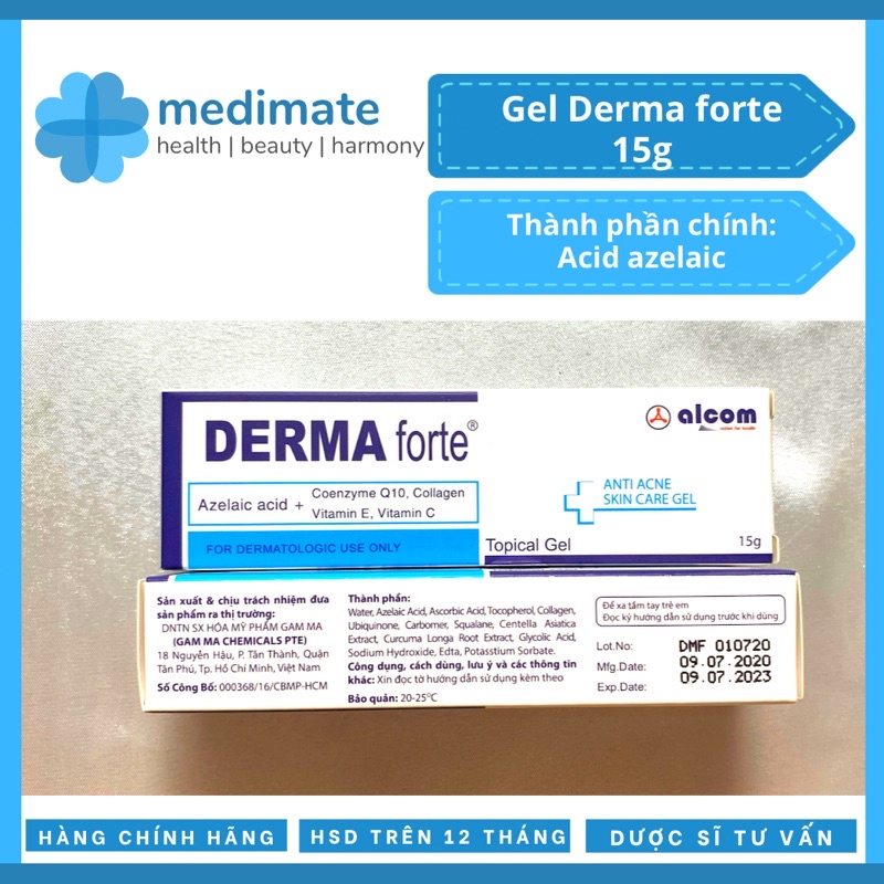 Gel Derma Forte và Derma Forte Advanced giảm mụn, mờ thâm, giảm bã nhờn 15g