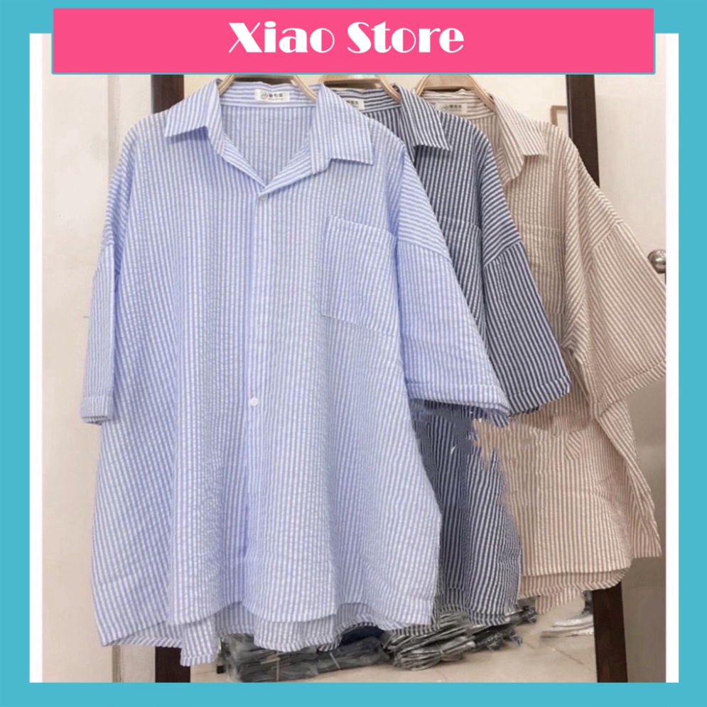 Áo sơmi korea dáng rộng kẻ sọc nhiều sắc màu chất đẹp không bai xù xiaostore chất đẹp deal tốt coco land chất đẹp deal t