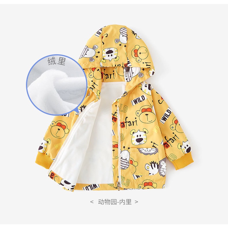 Áo khoác nhung in họa tiết hoạt hình thời trang thu đông Hàn Quốc cho bé