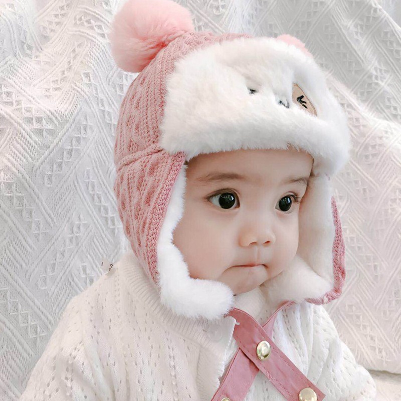 Mũ Beanie Vải Cotton Mềm Mại Dày Dặn Giữ Ấm Mùa Đông Cho Bé