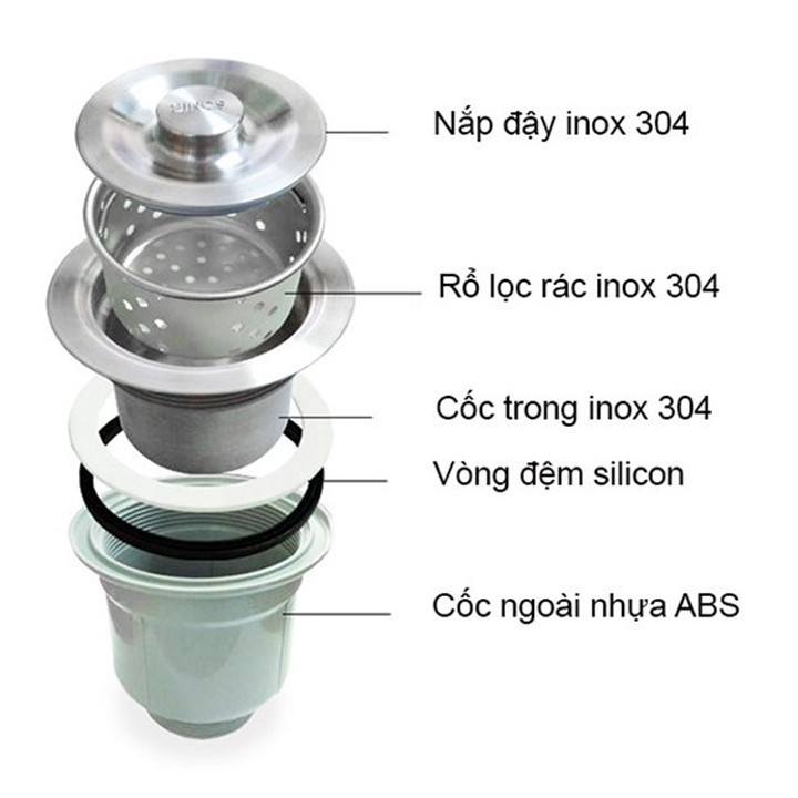 Chậu rửa Chén (bát) Astosi inox 304 8245 2 hố cân,Tặng kèm xả+rổ đa năng Bảo hành 12 Tháng