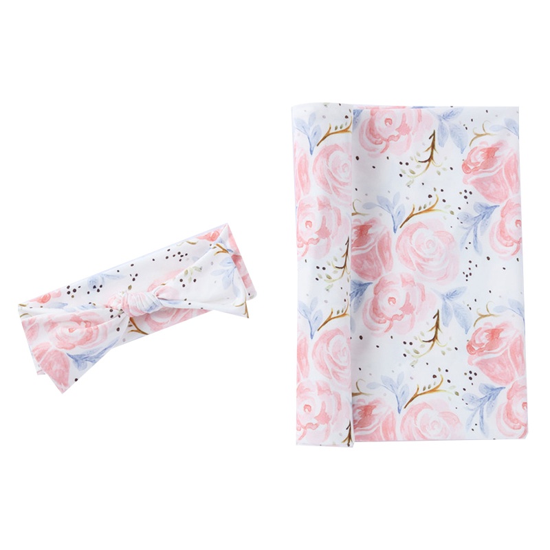 Bộ 2 Món Gồm Túi Ngủ + Chăn + Mũ In Họa Tiết Thắt Nút Cho Bé Sơ Sinh