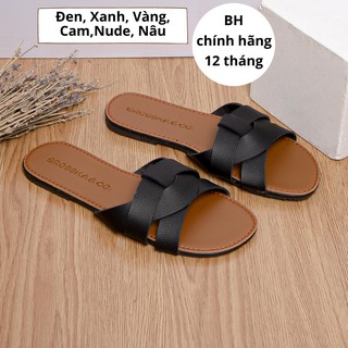 Dép Thời Trang Nữ Erosska Quai Ngang Đan Chéo Đế Bệt Sành Điệu-DE028