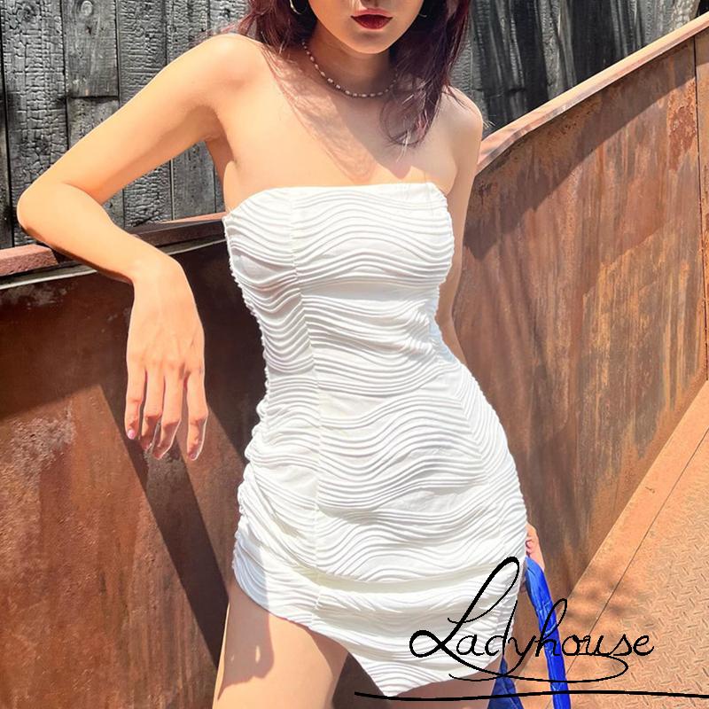 Đầm Mini Ôm Dáng Không Tay Hở Lưng Màu Trơn Cho Nữ