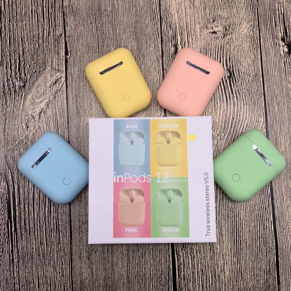 Tai Nghe Nhét Tai Bluetooth 5.0 Không Dây Âm Thanh Siêu Trầm Macaron inpods12 i12