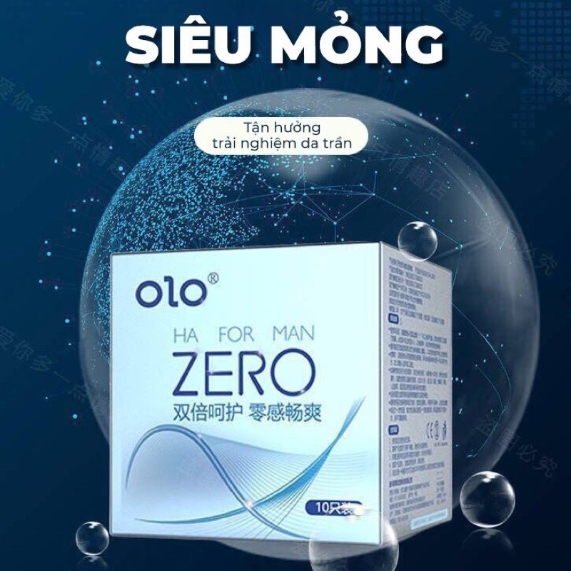 Bao cao su OLOL Zero Ha For Man gấp đôi chất bôi trơn, siêu mỏng 0.01mm nội địa Trung hộp 3 bcs olo-china