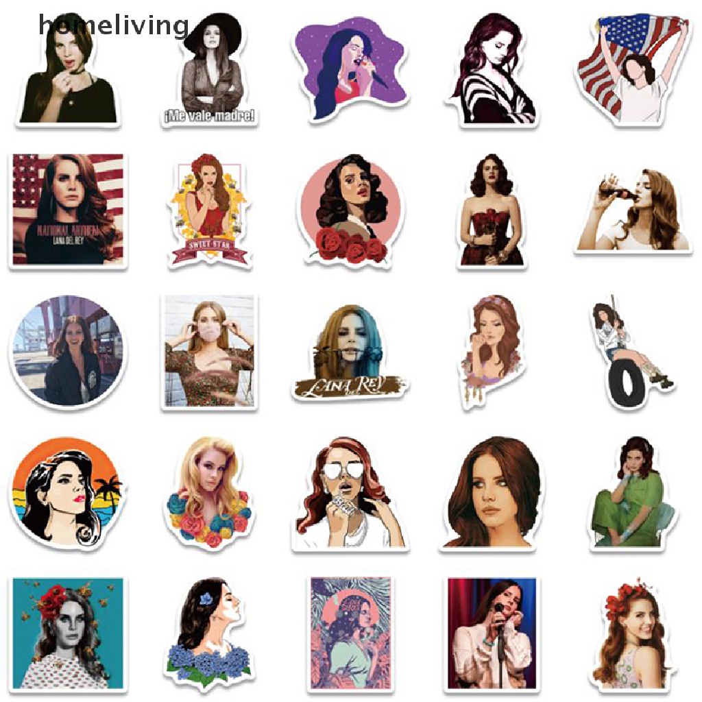 Bộ 50 Sticker Ca Sĩ Lana Del Rey Graffiti Dán Trang Trí Ván Trượt, Guitar, Guitar, Guitar
