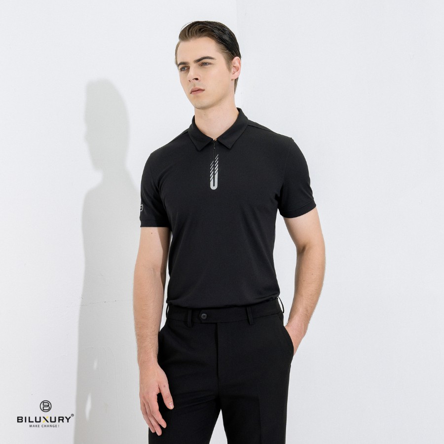 Áo polo nam Biluxury thun cổ bẻ bodyfit vừa người tôn dáng vải mềm mịn lịch lãm 4APCT018DEN