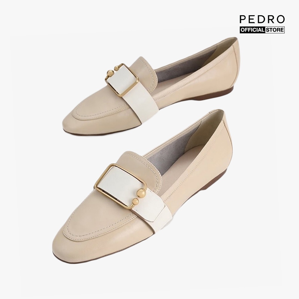 PEDRO - Giày đế bệt nữ mũi nhọn Buckle Leather Loafers PW1-66480048-05