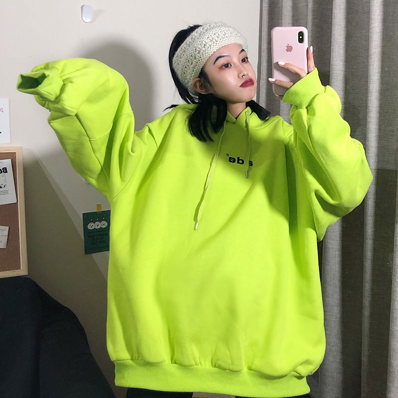 Áo hoodie màu xanh bơ dạ quang kiểu Hàn Quốc cho nữ | BigBuy360 - bigbuy360.vn