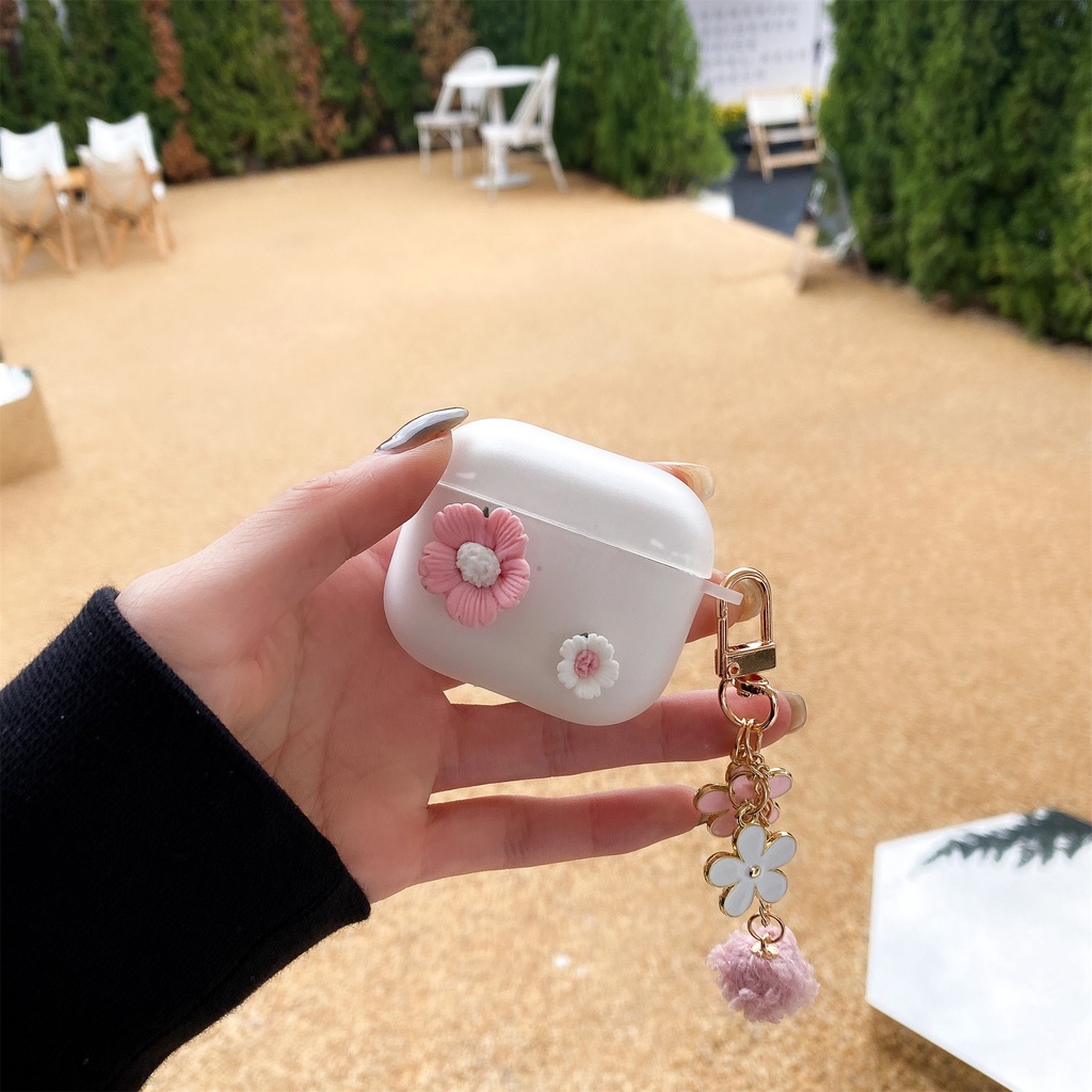 Vỏ Bảo Vệ Hộp Sạc Tai Nghe Bluetooth Không Dây AirPods 1 2 pro 3 2021 gen3 Hình Hoa 3D DIY