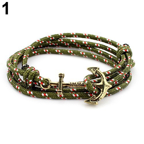 Vòng tay nhiều sợi mặt hình mỏ neo cho nam