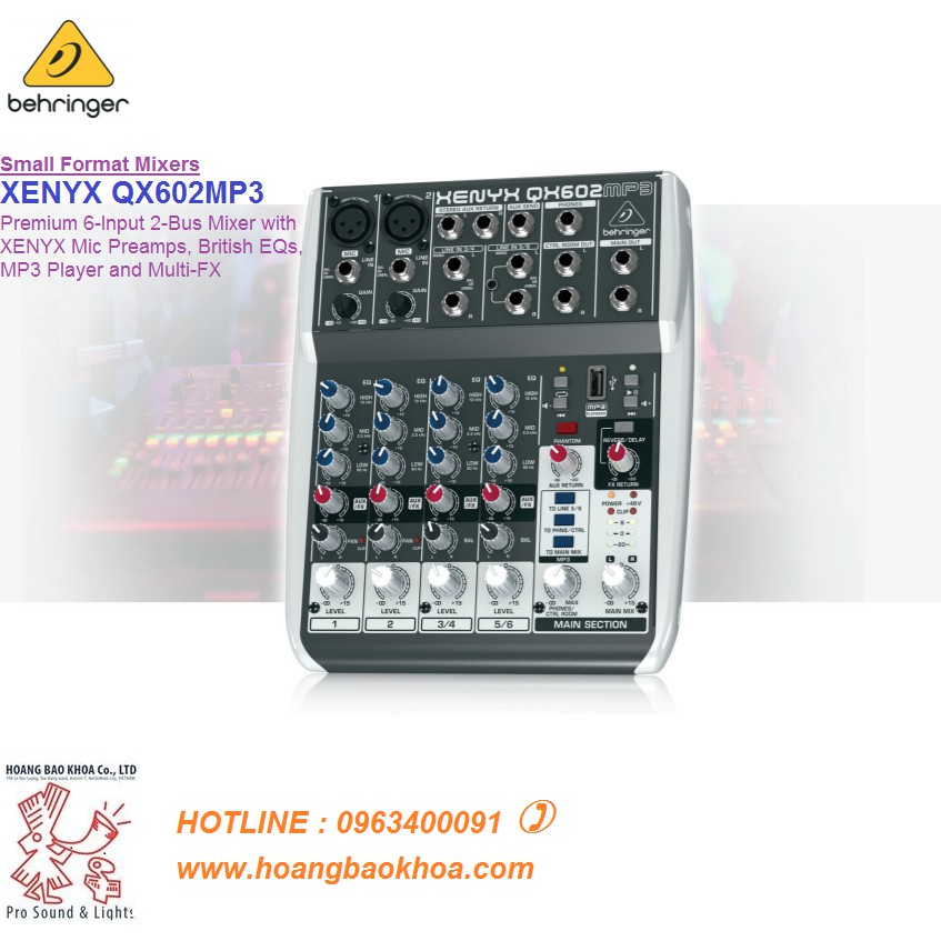 BÀN MIXER BEHRINGER QX602MP3- Bộ trộn Âm thanh