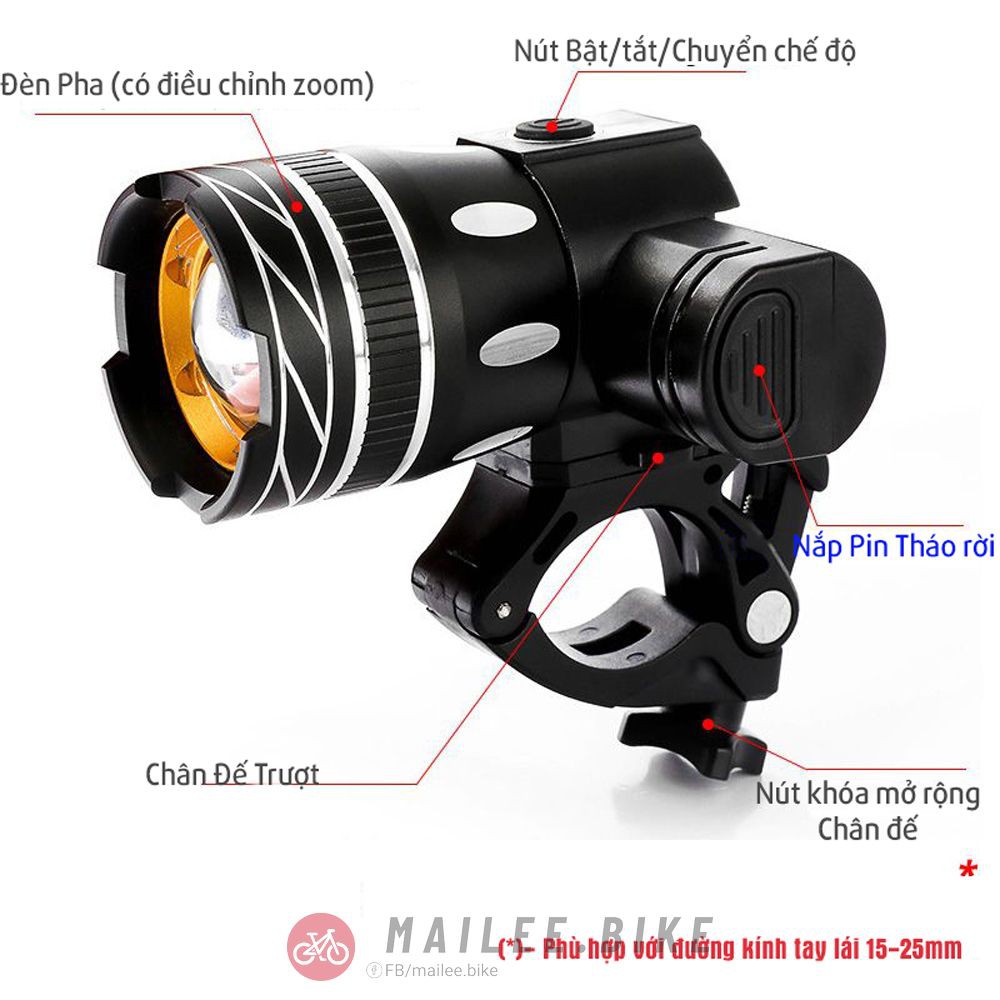Combo Đèn Pha Trước Xe Đạp Siêu Sáng Chống Nước Sạc Điện Usb + Đèn Led Đuôi Cảnh Báo Sau Cho Xe Đạp 4 Chế Độ Sáng