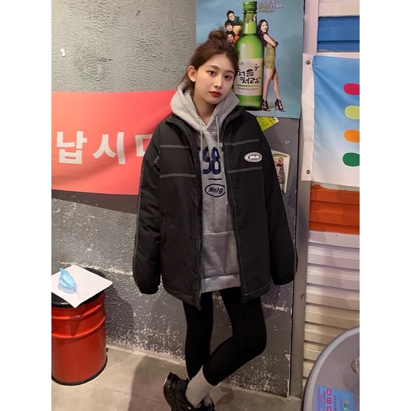 Áo khoác kaki chần phao thêu logo_có ảnh thật