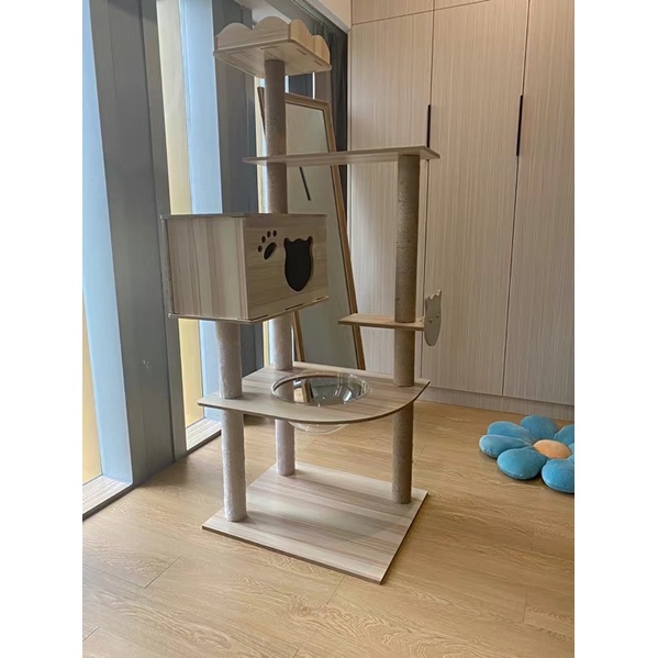 Sẵn M3- Cattree gỗ cao 157cm cho mèo chắc chắn, bền đẹp