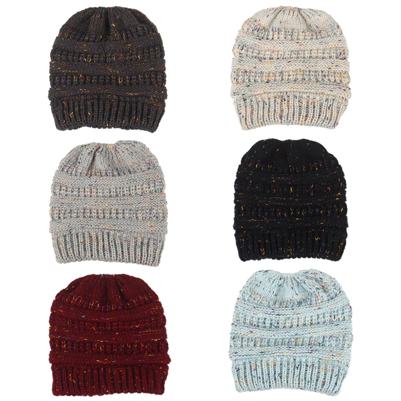Mũ Beanie Dệt Kim Giữ Ấm Đuôi Ngựa Chất Lượng Cao Cho Nữ