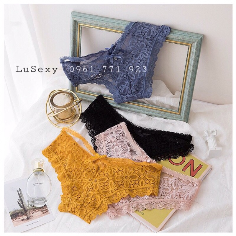 QUẦN LÓT REN SIÊU ĐẸP CAO CẤP - Quần lót nữ nửa mông đẹp gợi cảm giá rẻ dễ thương màu trắng đen đỏ hồng vàng xanh