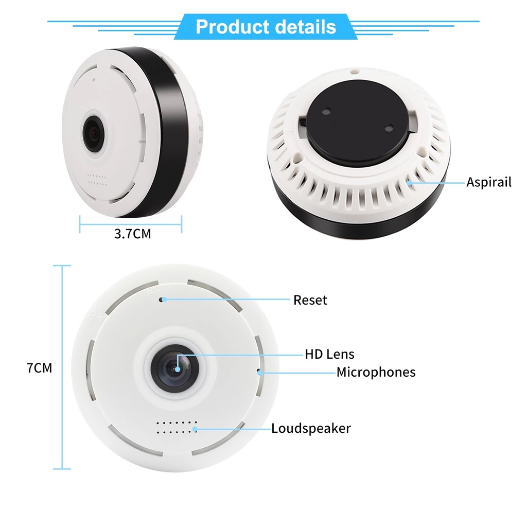 Camera ốp trần V380 Pro Gắn Trần Nhà Quay Toàn Cảnh 360 độ Full HD Kết Nối WiFi Không Dây 1080P - Camera bán cầu V380