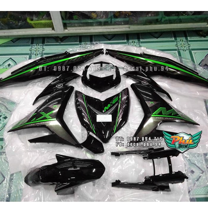 Tem rời Candy Exciter 150 MX king xe đen chỉ xanh lá (W)