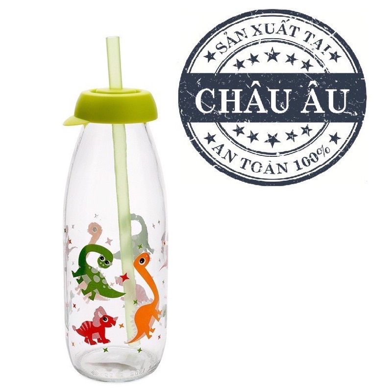Chai Thủy Tinh Kèm Ống Hút HEREVIN 111714 - 500ml