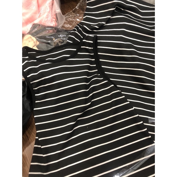 {Freeship} Kèm ảnh thật Đầm thun gân suông ôm Nhẹ Body dáng dài sọc rằn sát nách | BigBuy360 - bigbuy360.vn