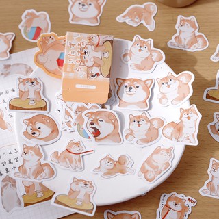 Hộp 40-45 Sticker Hình Cún Shiba - Set Hình Dán Động Vật Dễ Thương