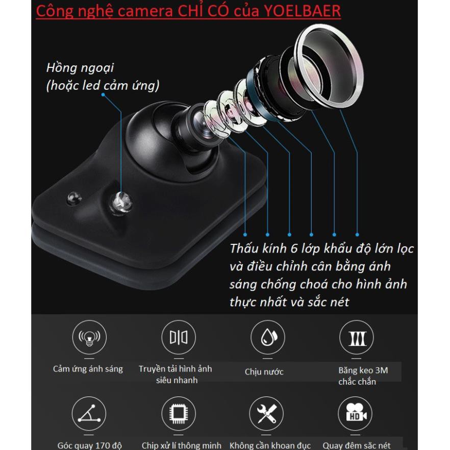 Bộ màn hình 7in kèm 2 cam lề TRÁI PHẢI YOELBAER cắm tẩu hạn chế va quệt tối đa MAN2C