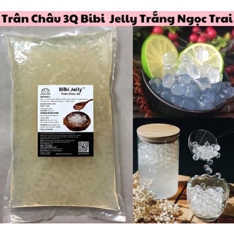 Trân Châu 3Q Trân Châu Giòn Trắng Đen BiBi jelly Bịch 2kg . Trân Châu Ngọc Trai