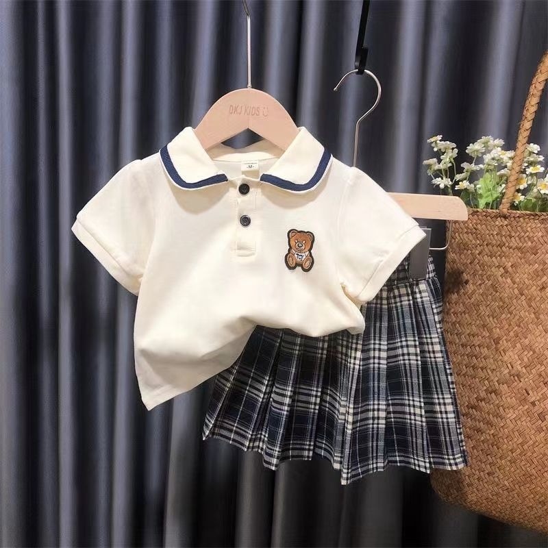 Set Áo Thun Polo Ngắn Tay Và Quần Short Thời Trang Mùa Hè Mới Cho Bé Gái