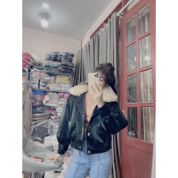 Áo da nhung lót lông