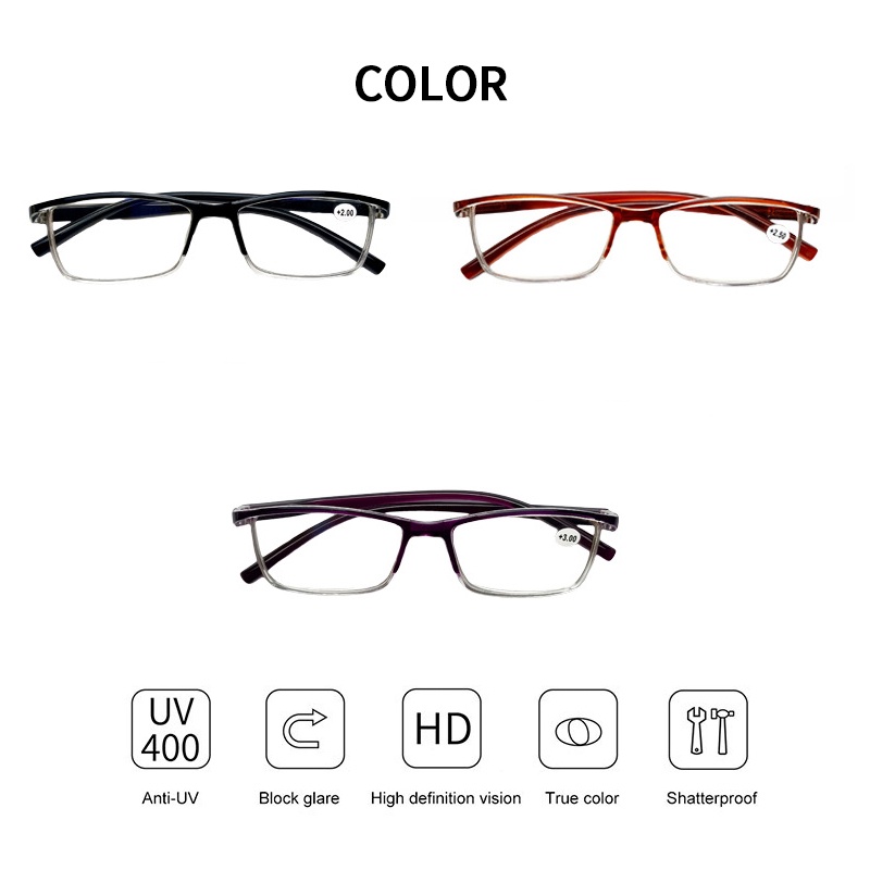 (KIQI-FASHION) COD Kính Đọc Sách Chống Ánh Sáng Xanh Hình Vuông Phong Cách Retro Thời Trang Unisex