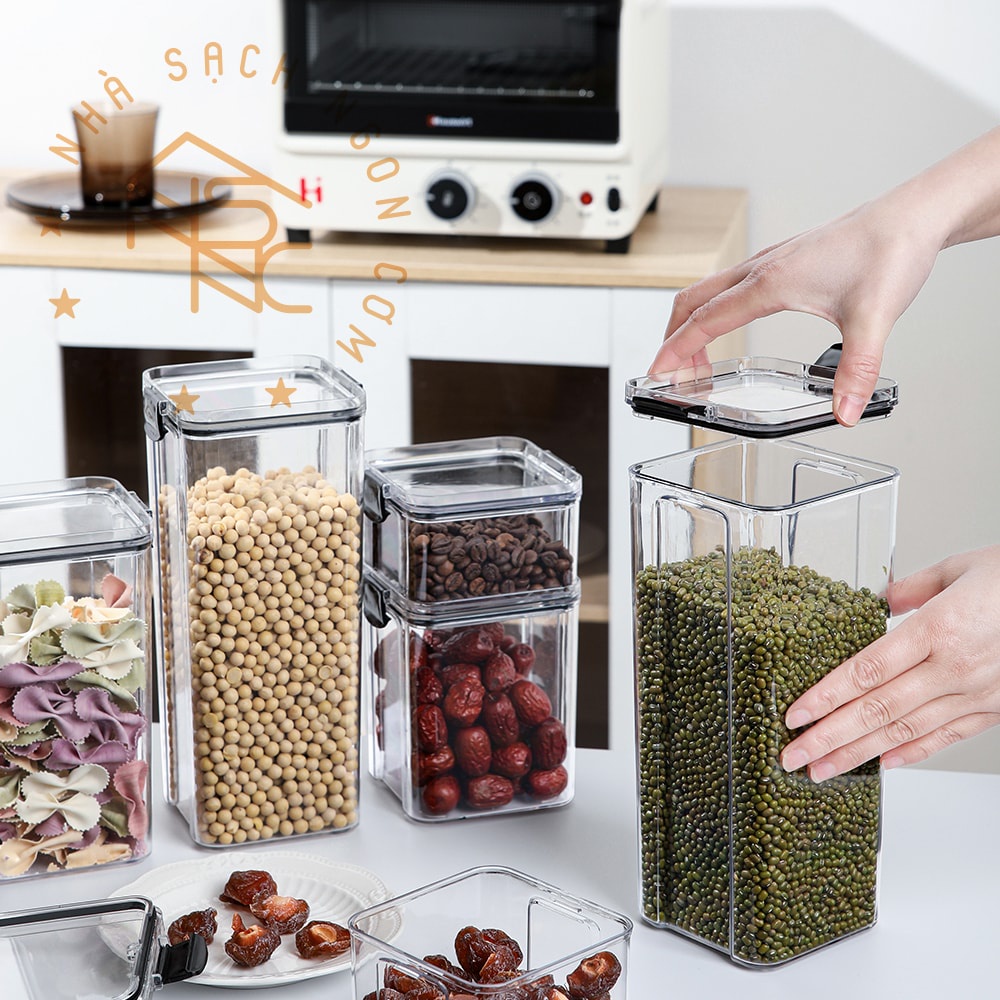 Bộ hũ nhựa vuông đựng hạt, ngũ cốc kín gió SIYUE SY3091