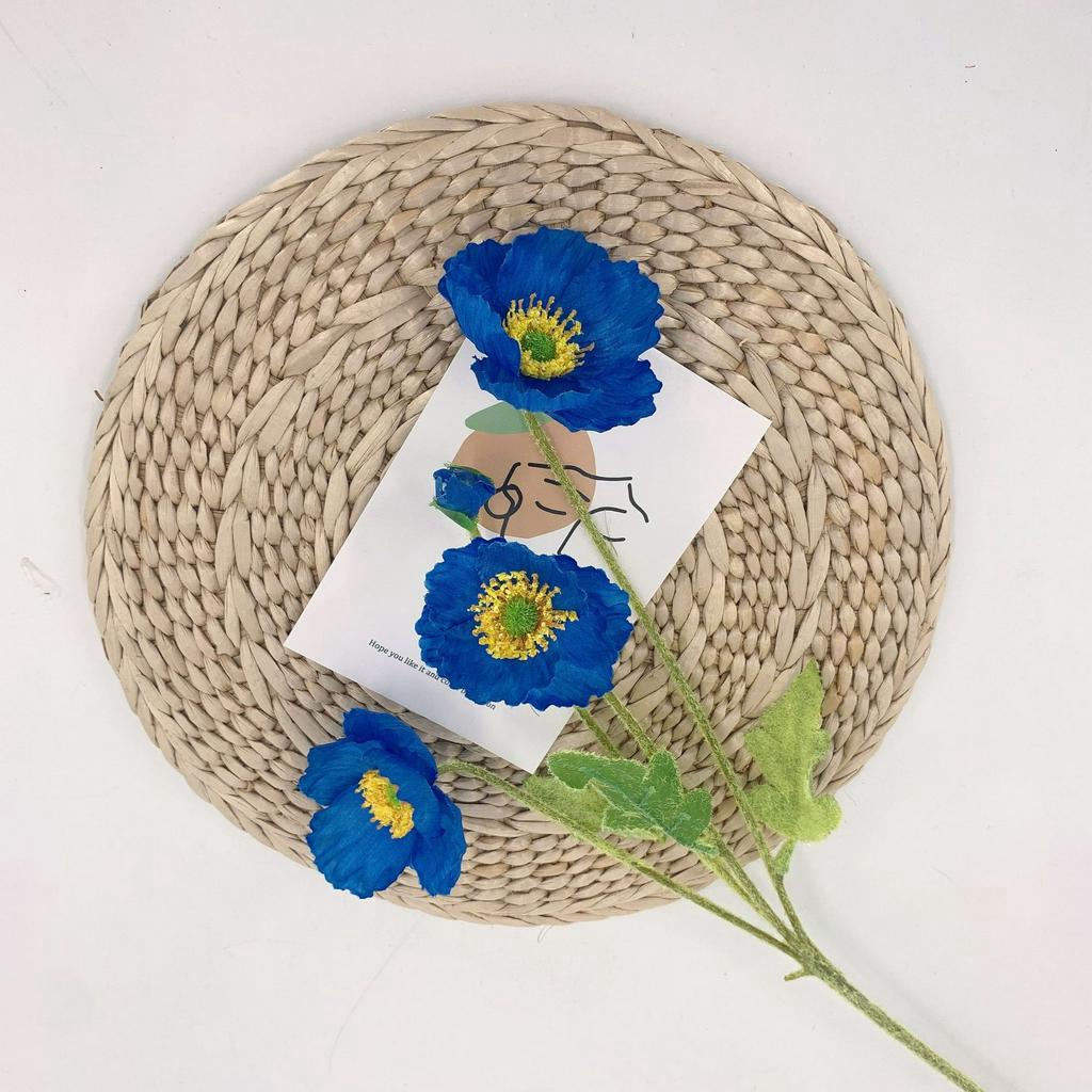 [HCM] Hoa poppy giả, hoa lụa anh túc (kim anh) đẹp cao cấp trang trí, decor phòng 1 nhánh 3 bông 1 búp
