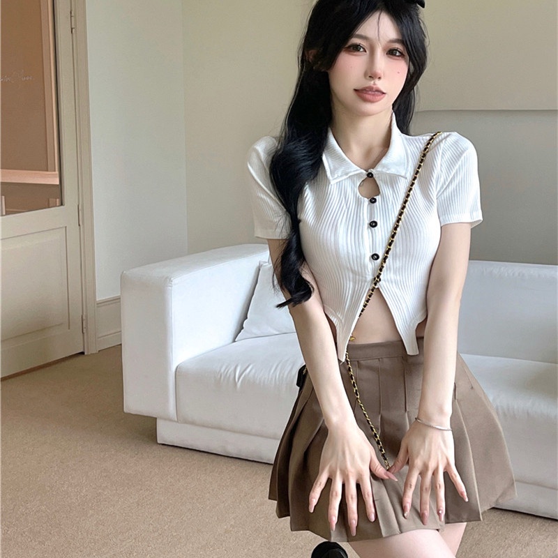 Áo Thun polo Tay Ngắn Thiết Kế Độc Đáo Thời Trang Quyến Rũ