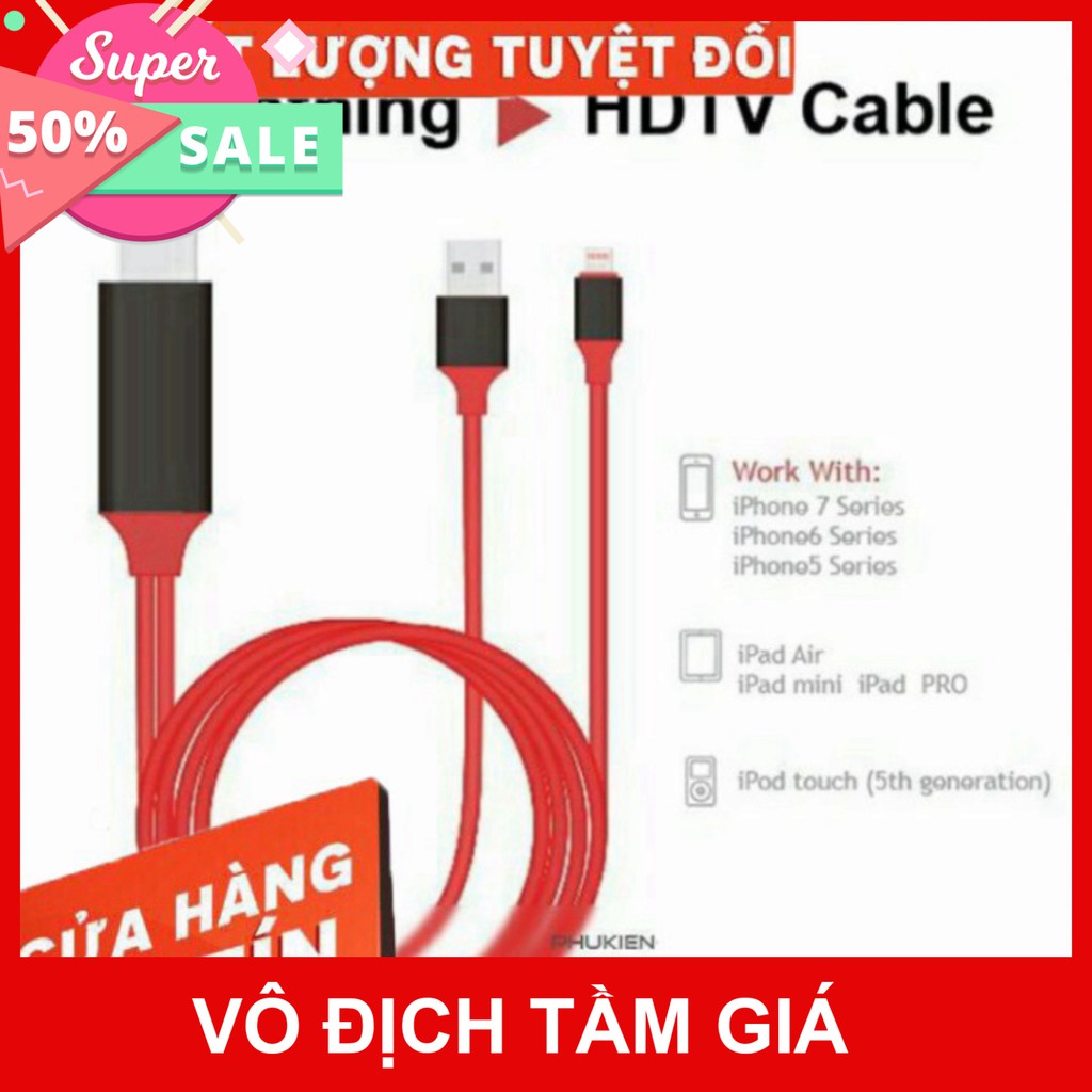 [Giá Sốc] Cáp HDMI cho iPhone 6 / 7 / 8 / X, iPad kết nối Tivi, Máy chiếu cao cấp