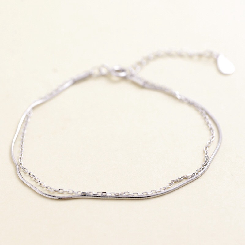 Vòng Đeo Tay MG STUDIO Từ Bạc Sterling S925 Hai Lớp Kiểu Xương Rắn Siêu Mịn | BigBuy360 - bigbuy360.vn