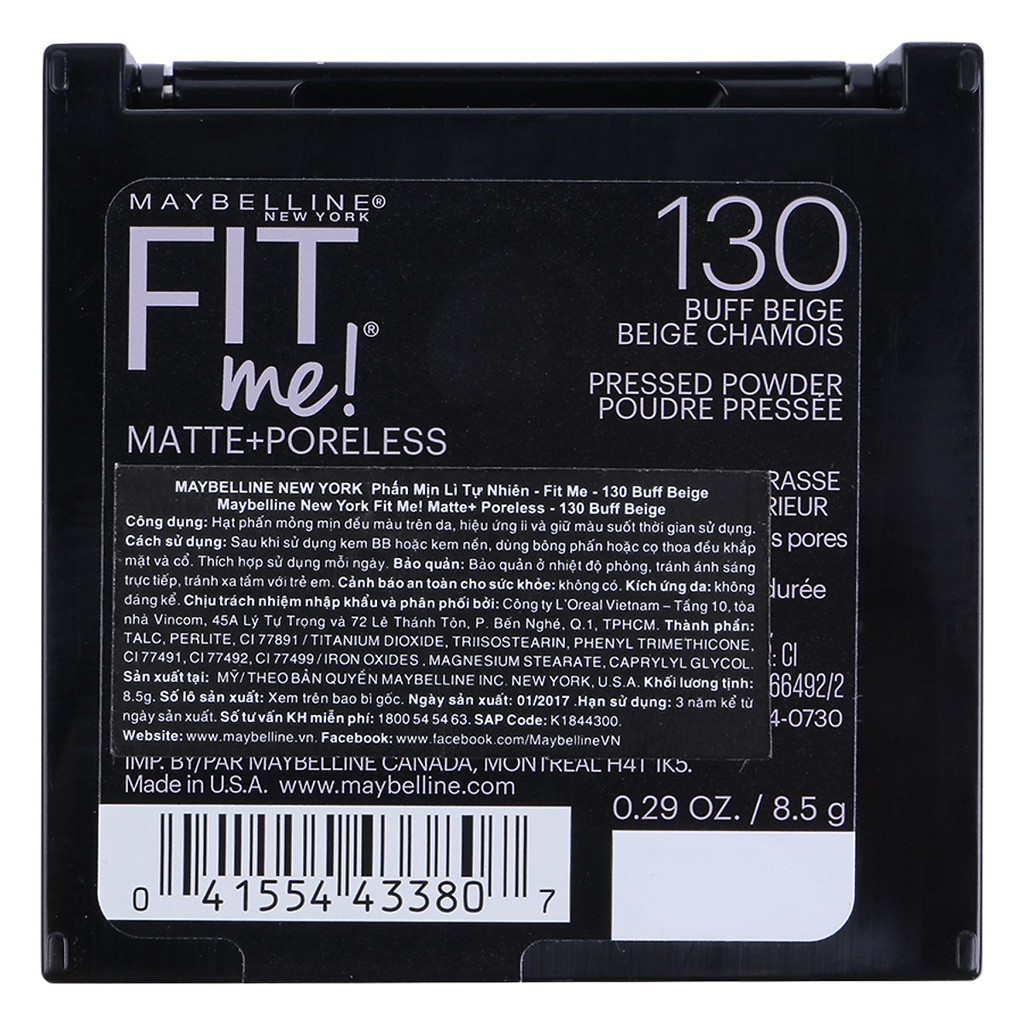 Phấn Mịn Lì Tự Nhiên Maybelline Fit Me Matte + Poreless (9g) - Tông 110