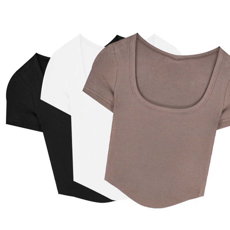 Áo Thun Tay Ngắn Cổ Chữ U Hở Lưng Thời Trang Mùa Hè Quyến Rũ Phong Cách Hàn Quốc Cho Nữ