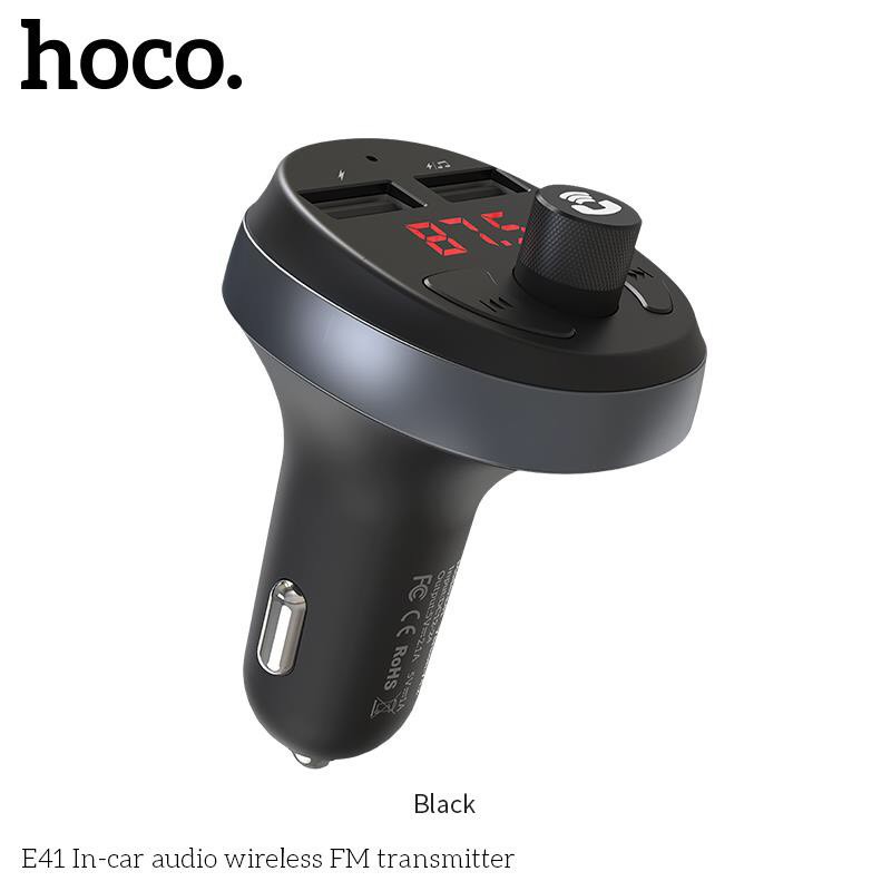 Tẩu sạc 2 cổng USB ĐA CHỨC NĂNG, kiêm phát nhạc trên ô tô - Hoco E41