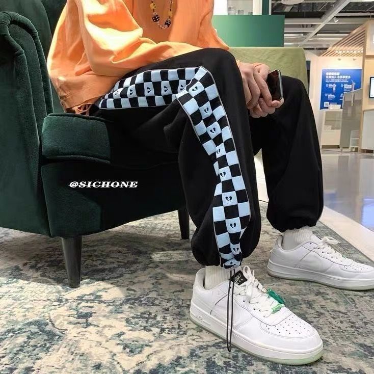 Quần Dài Ống Rộng Họa Tiết Sọc Caro Phong Cách Retro Nhật Bản Thời Trang Cho Nam Và Nữ