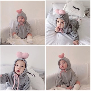 Áo Hoodie Mũ Trái Tim Cho Bé - Chất Dày Dặn Lót Bông Từ 7-16Kg