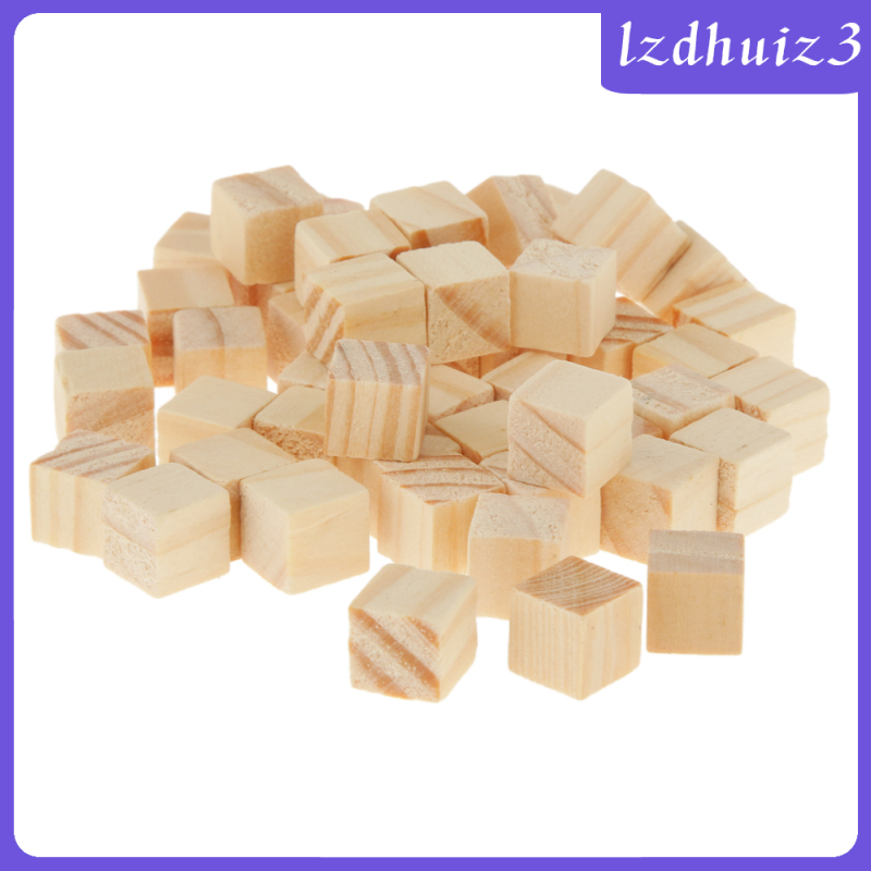 Bộ 50 Miếng Gỗ Vuông Làm Đồ Thủ Công 10x10mm
