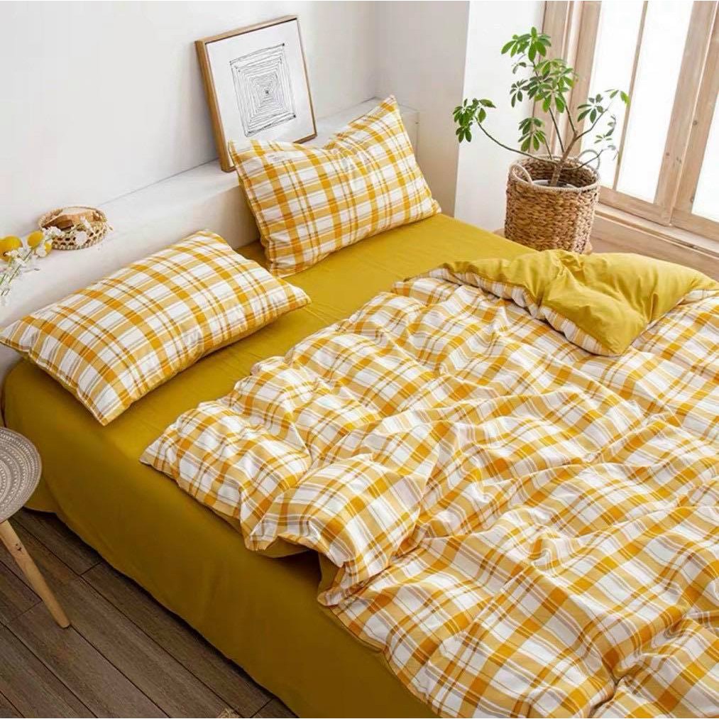 Bộ Chăn Ga Gối Cotton TC Emmidecor cao cấp - Chăn ga TC kẻ