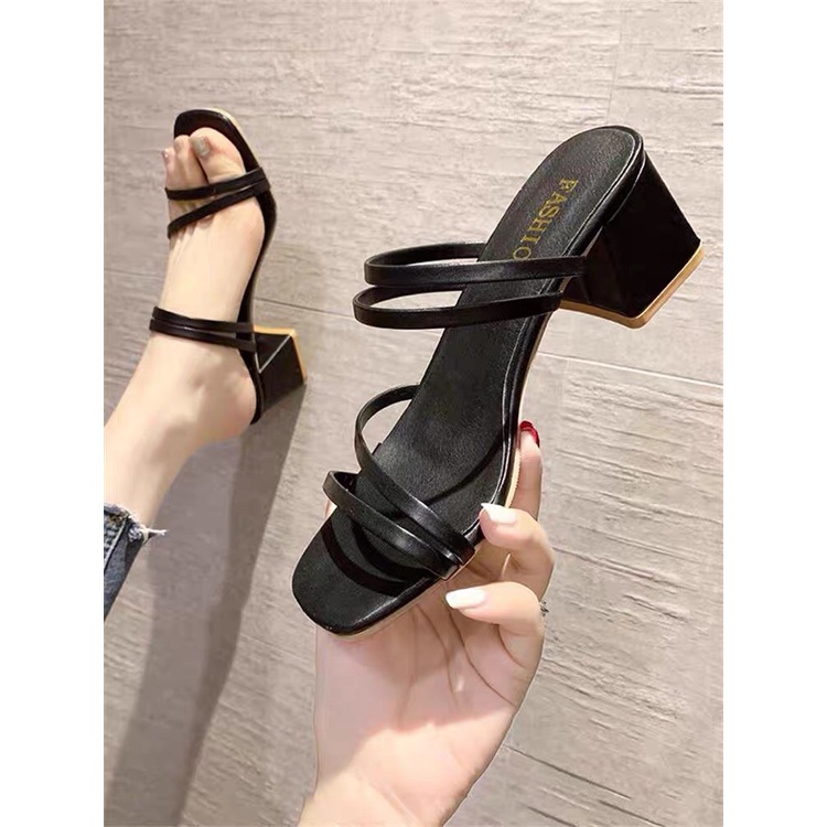 Sandal Cao Gót 5P Dây Mảnh Dễ Phối Đồ Mã D8